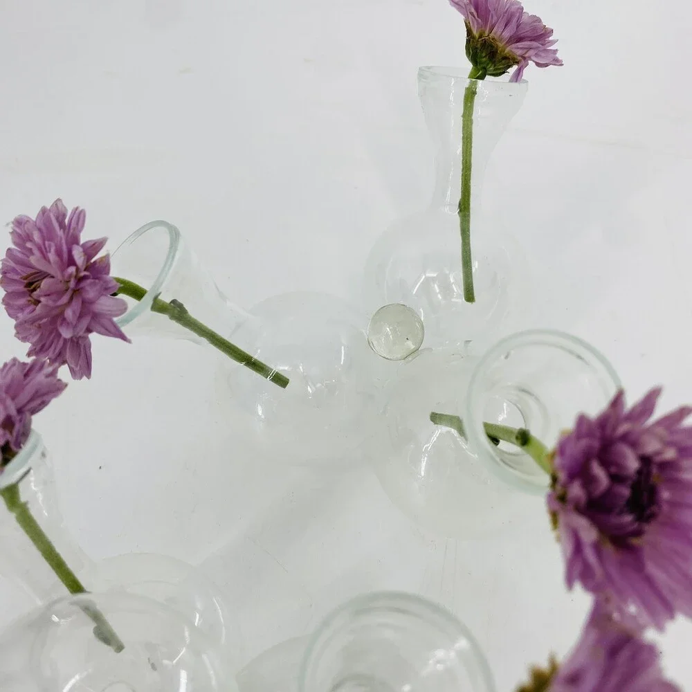 Vintage Arrange-A-Matic Flower Arranger Glass Bud Vase Original Box  2 Stacks